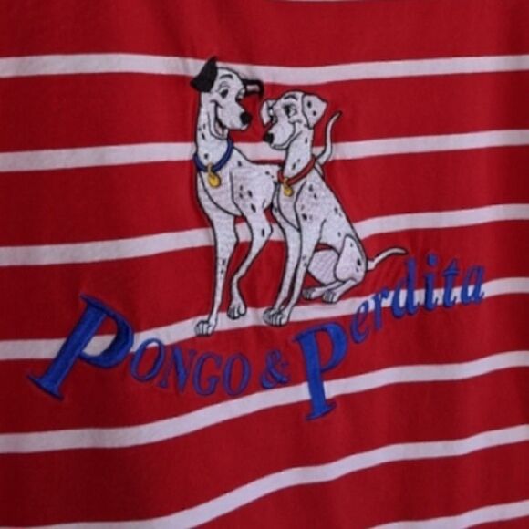 Vintage The Disney Store Red And White Striped Pongo & Perdita Shirt Size M 📦 - Picture 6 of 8